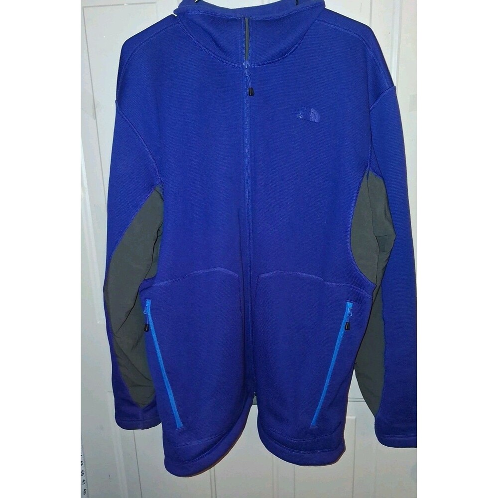 The North Face Men's XL Full Zip Jacket Blue Stretch Fleece Zip Pockets Outdoor